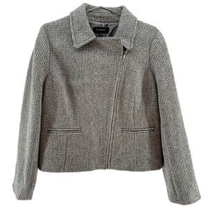 TALBOTS Wool Blend Moto Jacket Blazer - Women's 12 - Ivory, Tan, Metallic - NWOT